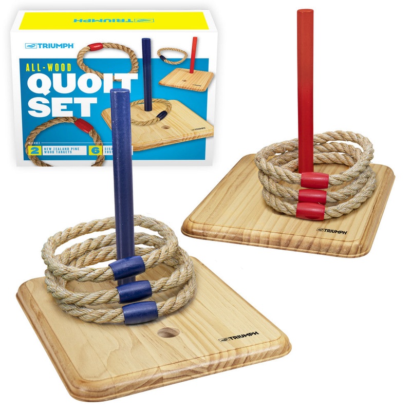 Wood Quoit Target Outdoor Lawn Game Set