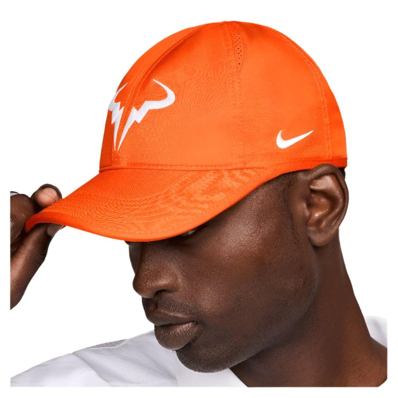 Men`s Rafa Dri-Fit Club Tennis Cap Safety Orange and White