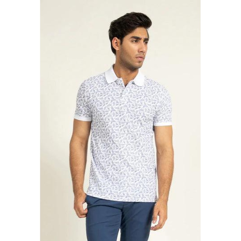 White Printed Polo | Cougar S