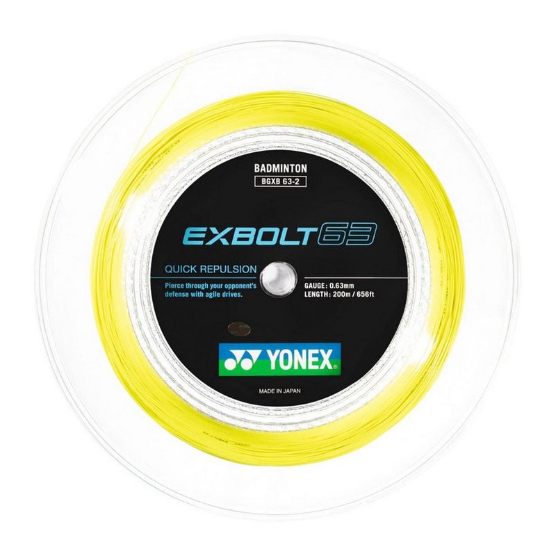 Yonex Exbolt 63 Badminton String (200m Reel) Yellow Yellow 200m Reel