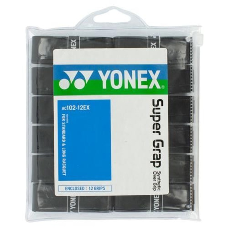 Yonex Wet Super Grap Overgrip 12 Pack (Black)