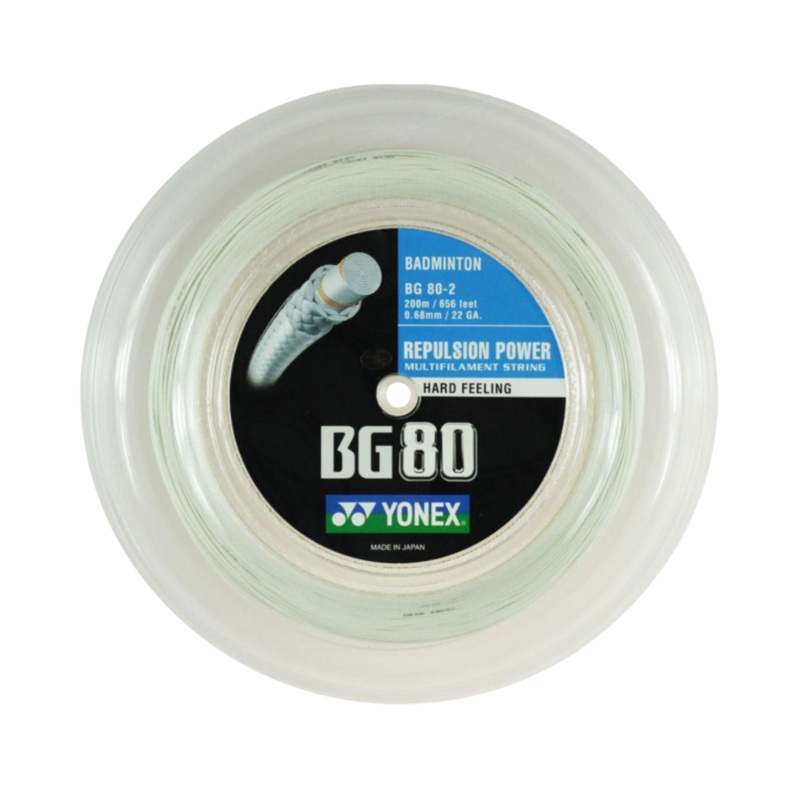 Yonex BG80 Badminton String (200m Reel) White White 200m Reel