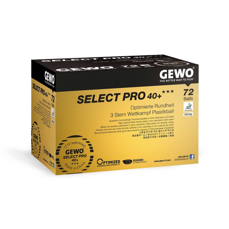 GEWO Ball Select Pro 40+ – Three Star Table Tennis Ball – 72 Pack