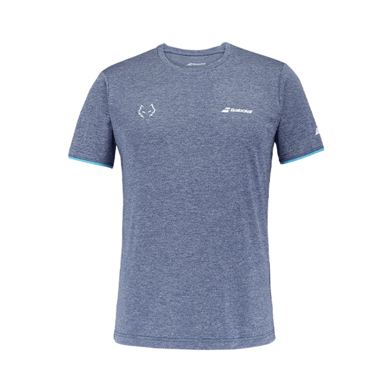 T shirt Babolat Crew Neck Blue Logo White 2025 Juan Lebrn