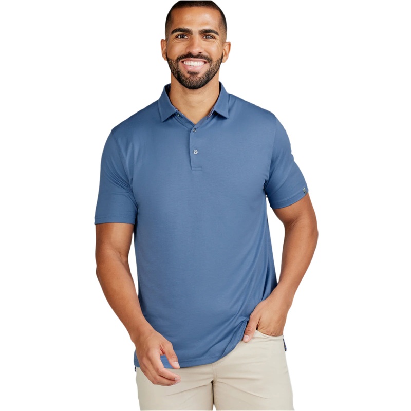 Tasc Mens Cloud Lightweight Polo Blue Topaz Heather Small