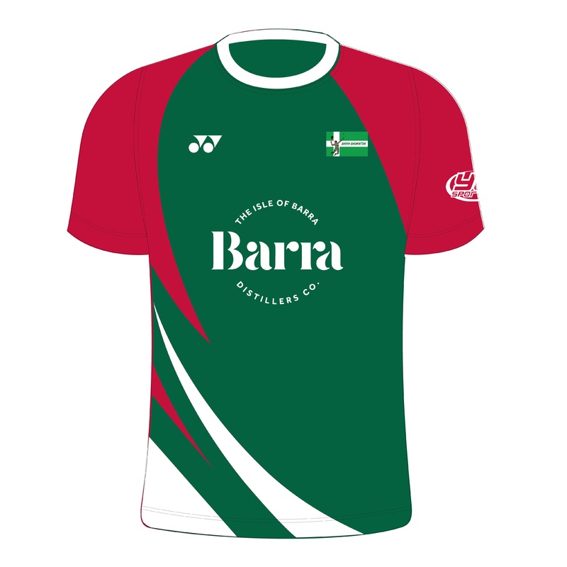 Barra Badminton T004 Beast Crew Neck T-Shirt Mens XS Forest/Red/White