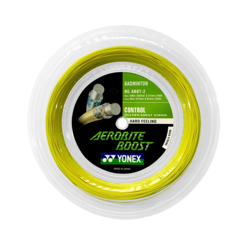 Yonex Aerobite Boost Badminton String (200m Reel) Yellow/Black 200m Reel