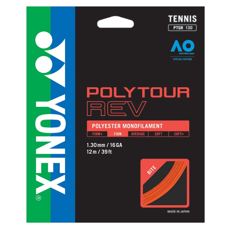 Yonex Poly Tour Rev 16/1.30 Tennis String (Bright Orange)