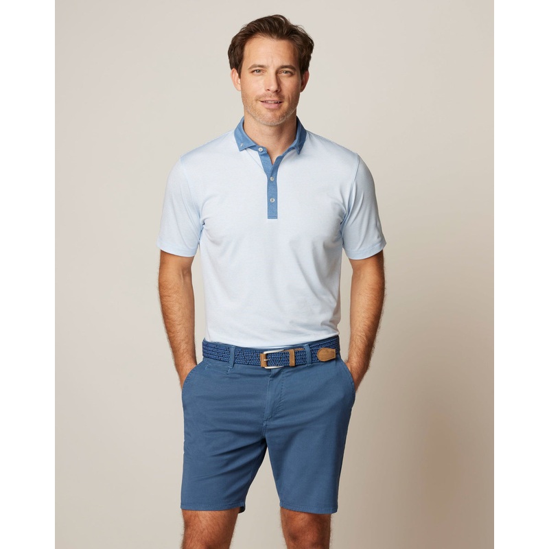 Johnnie O Mens Walsh Striped Polo Gulf Blue Small