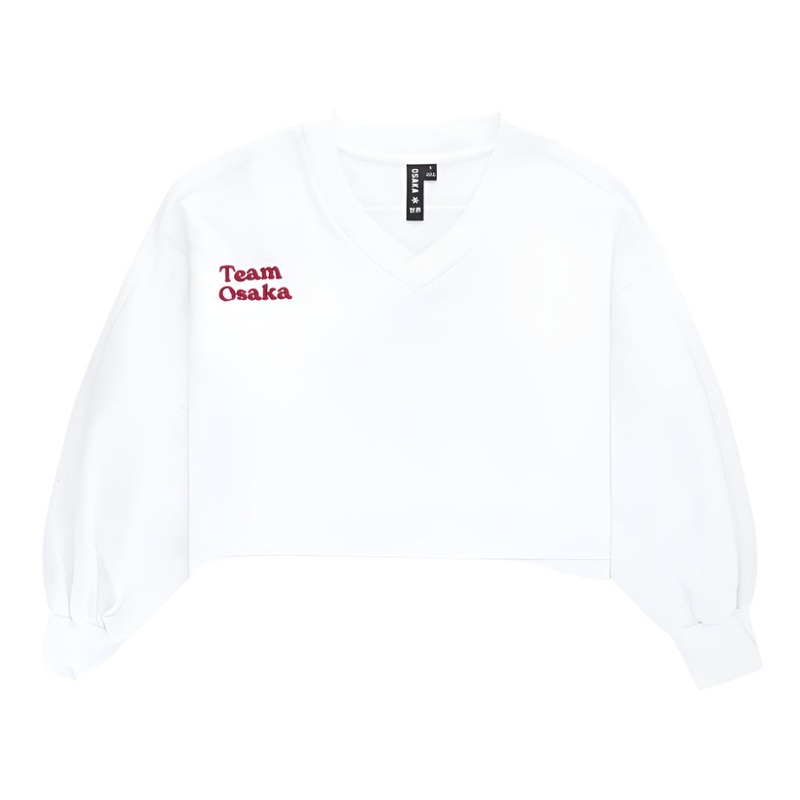 Osaka Women V Neck Cropped Sweater | White