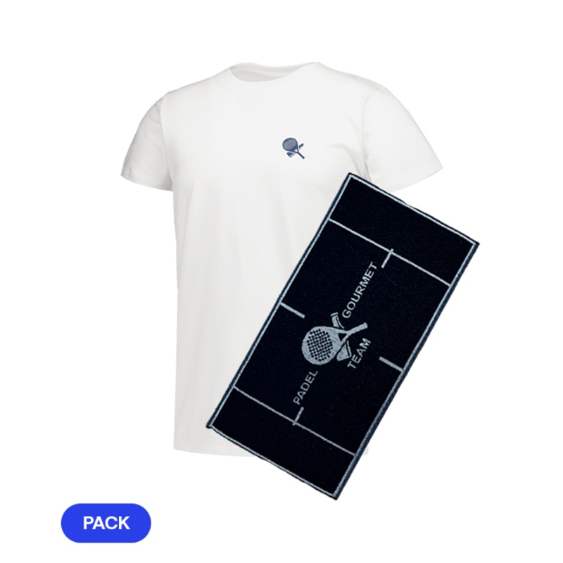 Pack Padel Team Gourmet: T shirt Gourmet Blanca Men + Toalla