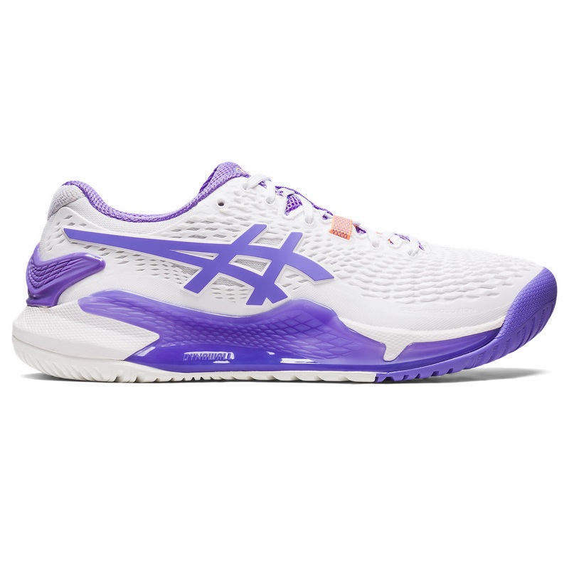 Asics Gel Resolution 9 Women’s Tennis Shoe (White/Amethyst)