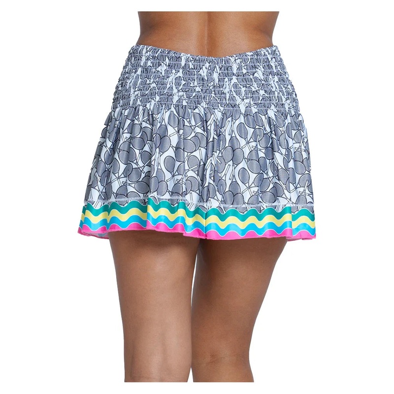 Women`s Hippy Smocked 14 Inch Tennis Skort Multicolor