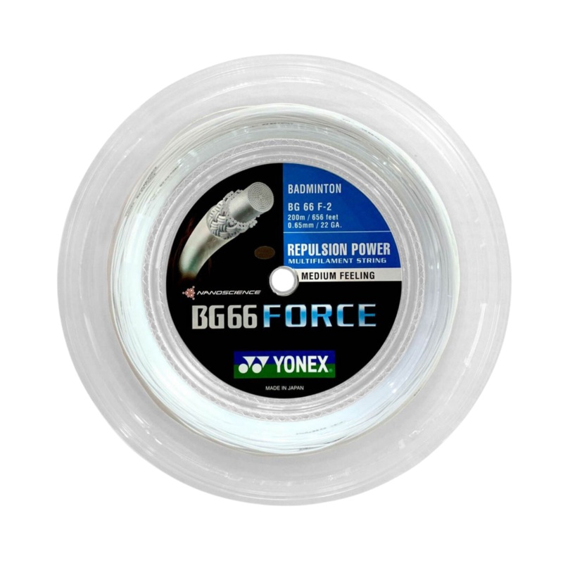 Yonex BG66 Force Badminton String (200m Reel) White White 200m Reel