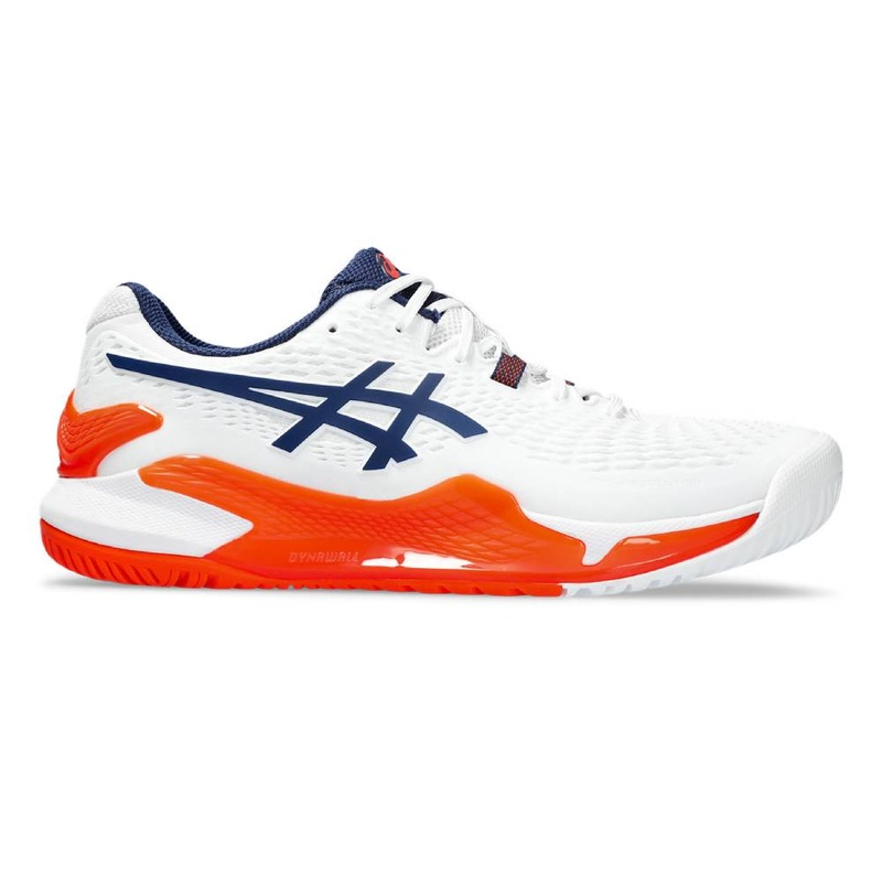 Asics Gel Resolution 9 Men’s Tennis Shoe (White/Blue/Orange)