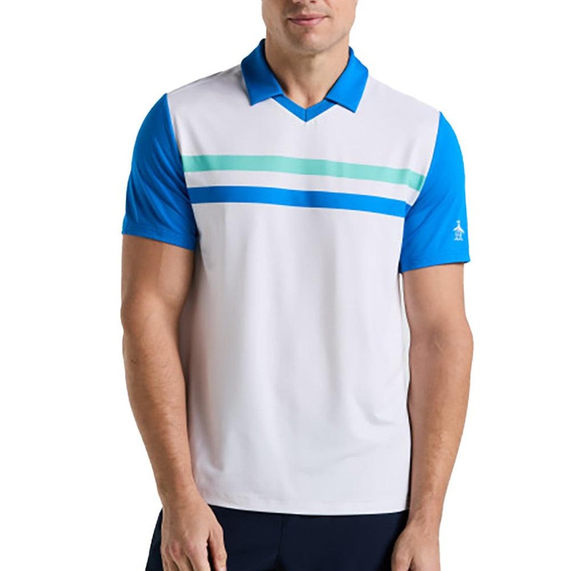 Men`s Performance Heritage Block Tennis Polo Bright White