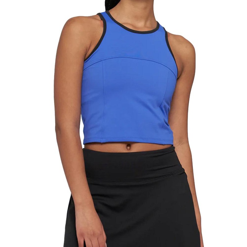 Women`s Elite Block Tennis Tank Royal Blue and Black