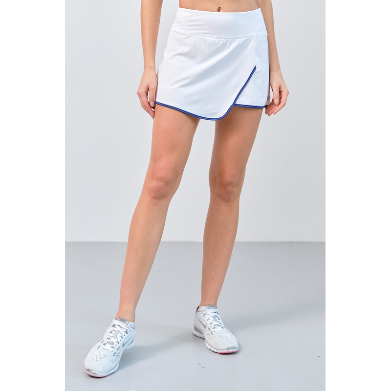 Lija Womens Knit Pindot Slice Skort XSmall White/Bluemoon