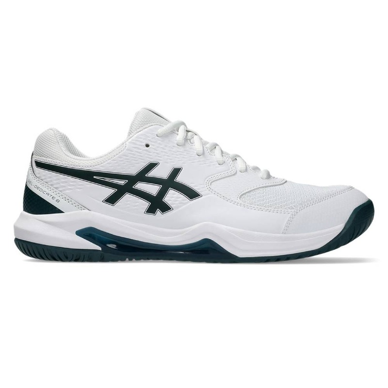 Asics Gel Dedicate 8 Wide Men’s Tennis Shoe (White/Saxon Green)