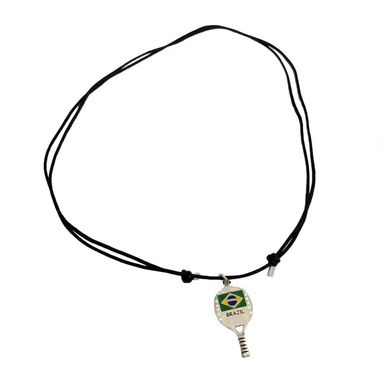 Necklace with Beach Tennis Racket and Brazilian Flag