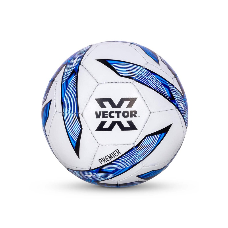 Vector X Premier Synthetic Rubberized Hand Stitched Football | Kibi Sports 3 White-Blue
