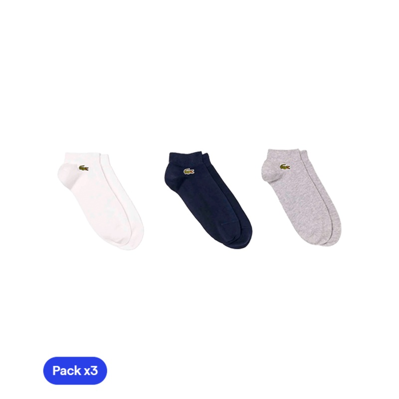 Socks Lacoste Cortos Blue/Gris/White (Pack x3)