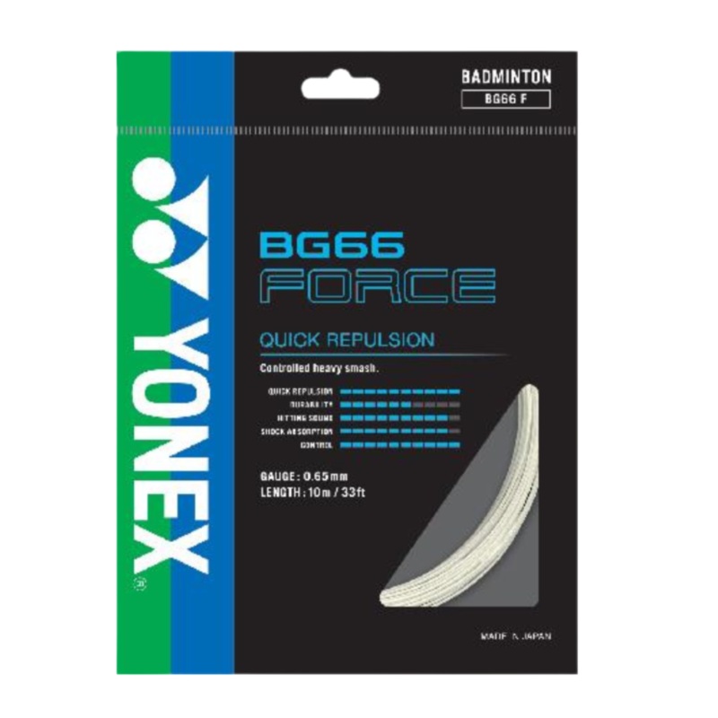 Yonex BG66 Force String (10m Set) White White 10m Set