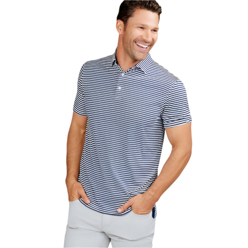 Tasc Men’s Cloud Polo – Air Stripe Classic Navy/White Small