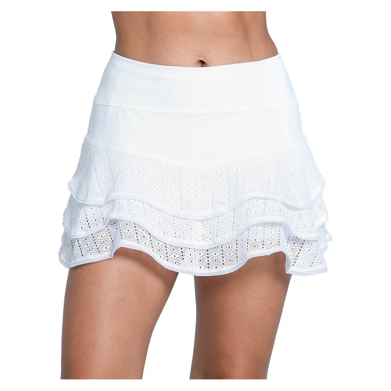 Women`s Lace Boho 13 Inch Tennis Skort White