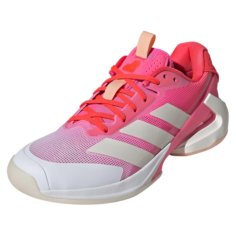 Women`s Adizero Ubersonic 5 Tennis Shoes Lucid Pink and Lucid Red