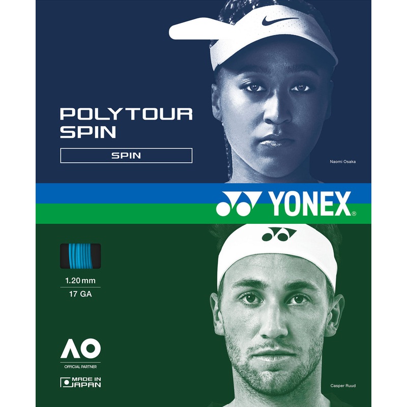 Yonex Polytour Spin 1.20mm 12m Tennis String 12m Set COBALT BLUE