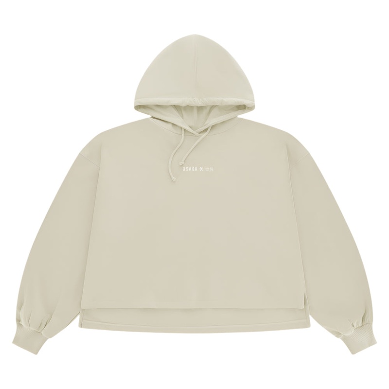Osaka Women Cropped Hoodie – Logo | Warm Grey