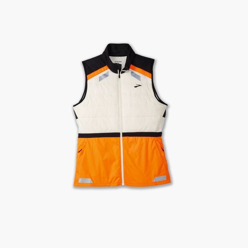 Brooks Women’s Run Visible Insulated Vest 2.0 Ecru/Fluoro Flash/Black-167 XSmall