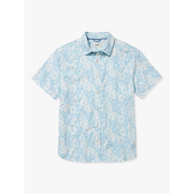 Fair Harbor Mens The Windward Shirt Light Blue Hibiscus Small