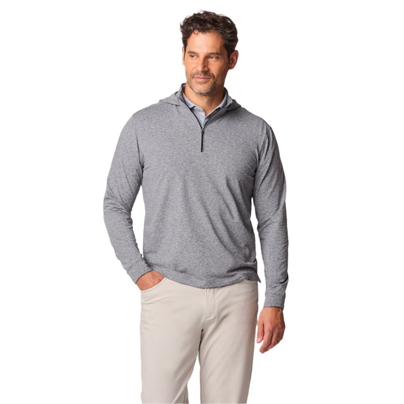 Johnnie-O Men’s Slaton Performance 1/4 Zip Hoodie Heather Black Small