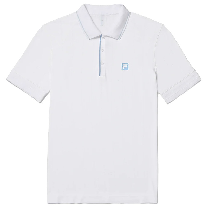 Men`s Center Court Ace Seamless Tennis Polo White and Skipper Blue