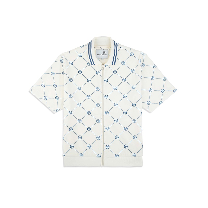 Sergio Tacchini Cosimo Velour Zip -Up Polo – Gardenia