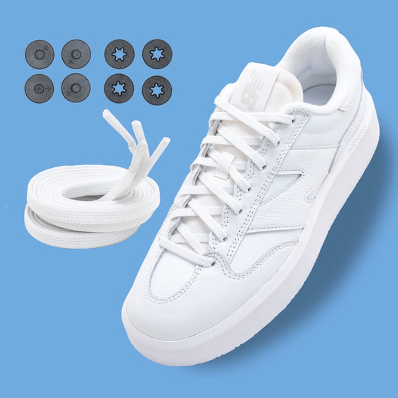 Lock Laces Flat Laces No-Tie Shoelace System Flat White
