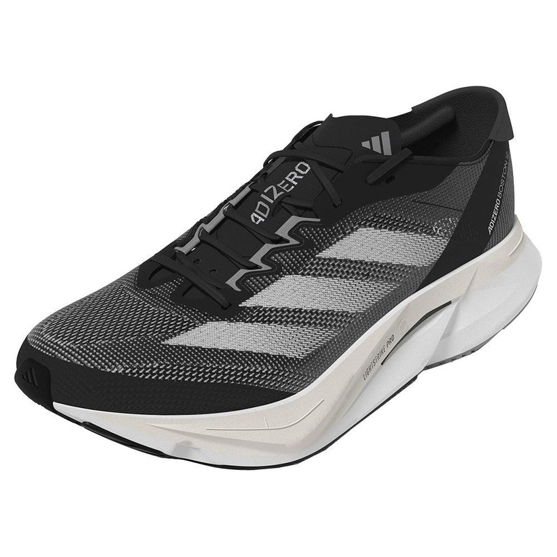 Men`s Adizero Boston 12 Running Shoes Core Black and White
