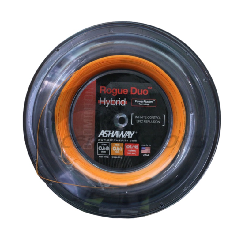 Ashaway Rogue Duo Hybrid String (200m Reel) Black/Orange Black/Orange 200m Reel