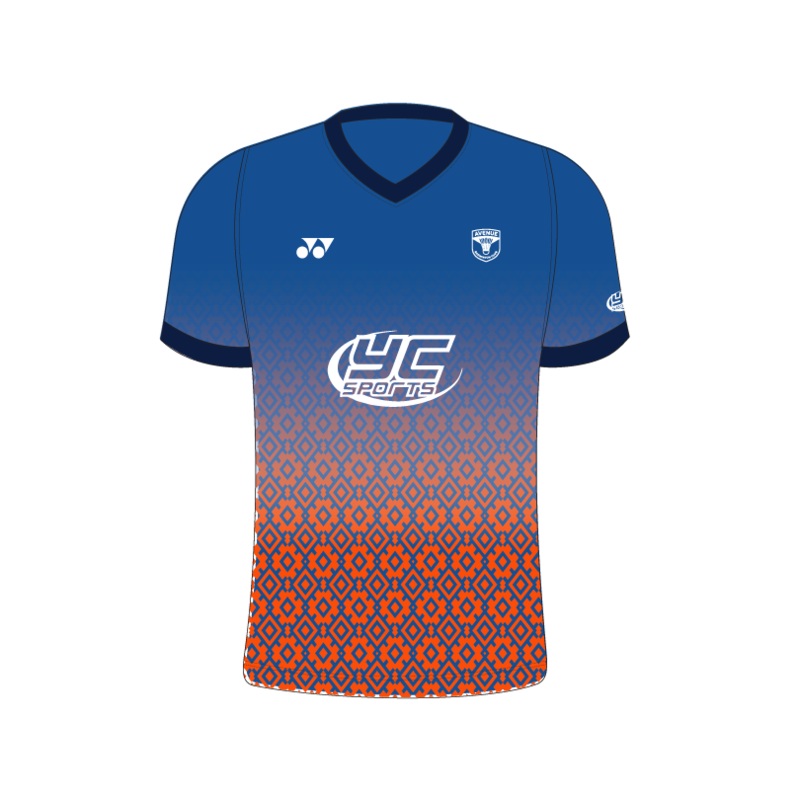 Avenue BC T008 Batik Fade V Neck Yonex Mens Blue/Orange/Navy XS