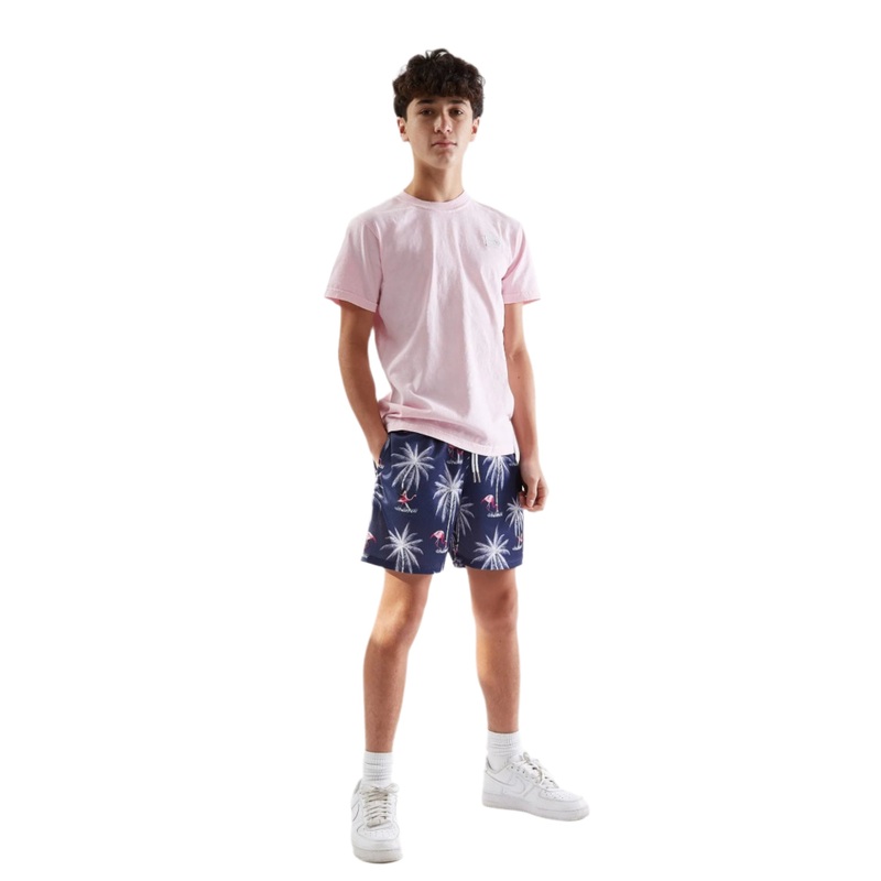 The Drip Shop Kids’ Spring Flamingo Shorts Navy Youth Small
