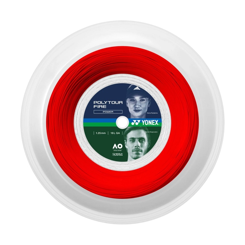 YONEX Poly Tour Fire 16L (1.25mm) Tennis String 200m Reel – Red