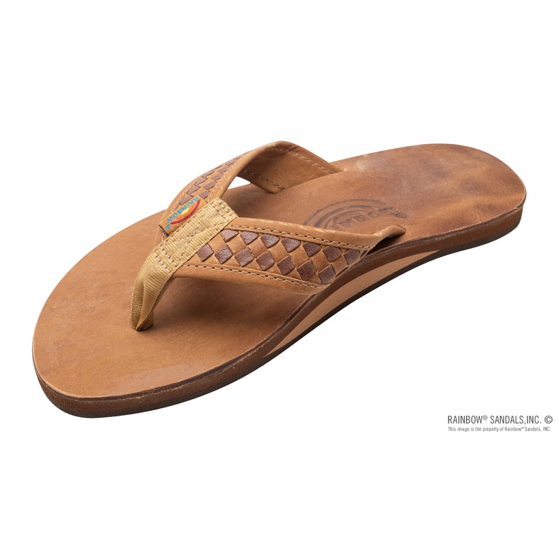 Rainbow Mens Luxury Leather The Bentley Single Layer Arch Hand Woven Strap Small 7.5-8.5 Buckskin