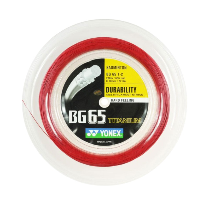 Yonex BG65 Titanium Badminton String (200m Reel) Red Red 200m Reel