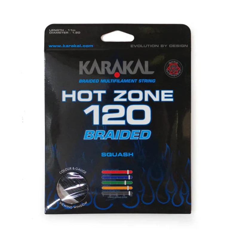 Karakal Hot Zone Braided 120 Squash String KA65100 11m RED Packs 10m