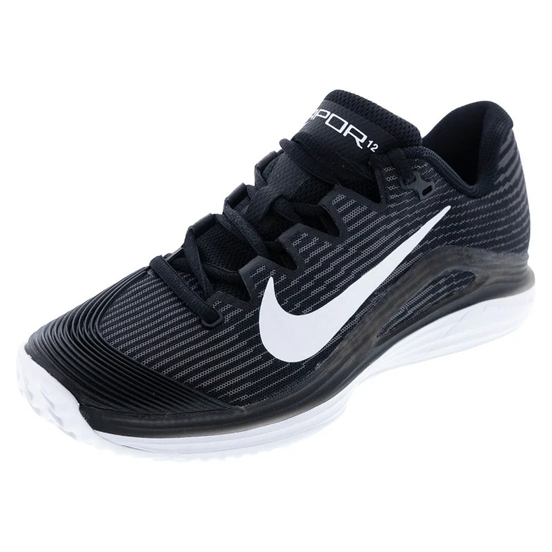 Women`s Vapor 12 Clay Tennis Shoes Black and White