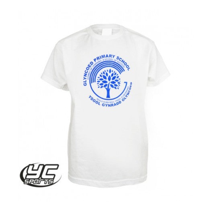 Glyncoed Primary School PE T-Shirt 3/4 WHITE