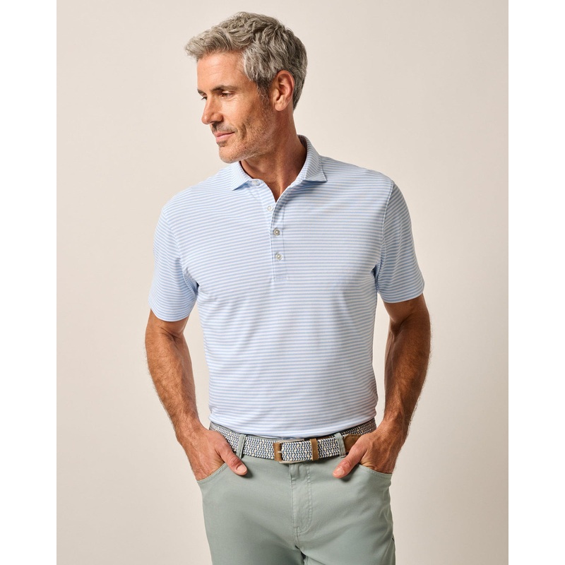 Johnnie-O Men’s Stetson Stripe Performance Mesh Polo Maliblu Small