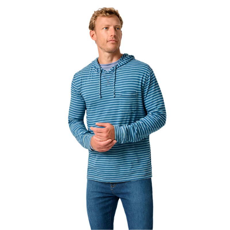 Johnnie-O Men’s Zeus Striped Cotton Hoodie Indigo Small